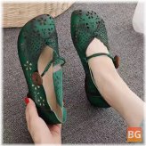 Good-looking Retro Butterfly Wings Pattern Hollow Flat Loafers Shoes for Women