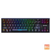 Blue Gaming Keyboard with 71 Keys, RGB Backlit, detachable cable, Type-C