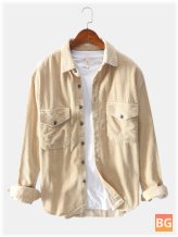 Solid Color Men's Vintage Corduroy Big Chest Pocket Shirts Jackets