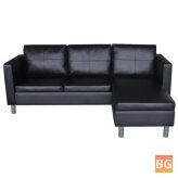 Sectional Sofa with Arms and Legs in Black