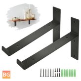 Industrial Wood Shelf Brackets - 2pc Matte Black