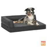 Dog Bed - Ergonomic Linen Look 60x42 cm - Dark Gray