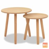 2-Piece Solid Wood Side Table Set