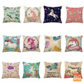 Home Decoration - Cartoon Unicorn Animal Square 12 Pattern Pillow Case