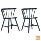 2-Piece Solid Rubberwood Chairs with Black Fabric