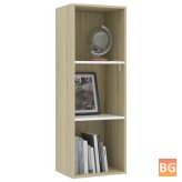 Book Cabinet with Doors and Shelves - White and Sonoma Oak