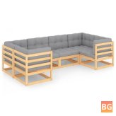 Garden Lounge Set with Cushions and Pillows Solid Wood