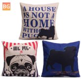 Pillow Case for Couch - Cute Hug Pug Dog Throw Pillow