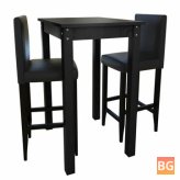 Black Bar Table with 2 Stools
