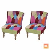 2-Piece French Chair with Patchwork Design Fabric