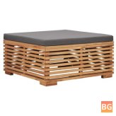 Garden Footrest with Gray Cushion and Gray Wood