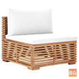 Garden Sofa with Cream Cushion - Solid Teak Wood