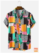 Short Sleeve Men's Shirt with Contrast Colors