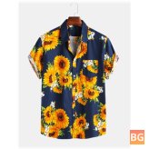 Sunflower Printed Fit Loose-fitting Shirts for Men