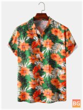 Hawaii Casual Style Floral Print Lapel Collar Shirt