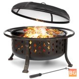 Kingso 36 Inch Fire Pit - Bronze Round Steel Wood Burning Firepit