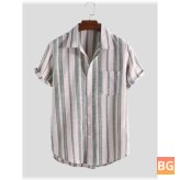 Short Sleeve Cotton Vertical Stripe T-Shirts