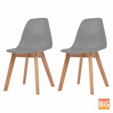 2-Piece Plastic Gray Dining Chairs