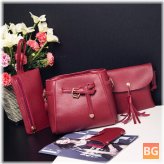 Women's PU Leather Crossbody Bag with Capacity of 4 pcs