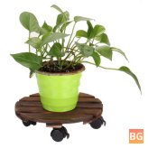 Round Wooden Plant Caddy for Potted Plant Stand