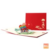 GFM2050R 3D Mother's Day Greeting Cards - I Love Mom Flower Heart-shape Paper