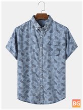 Short Sleeve Lapel Shirt with Graphic Design