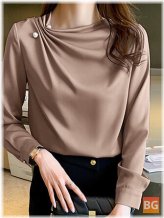 Long Sleeve Blouse with Solid Satin Fabric