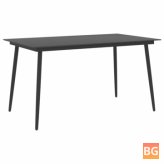 Dining Table with Black Glass and Steel Frame