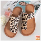 Small Size Comfy Soft Leopard Clip Toe Flat Sandals