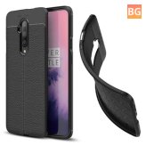 For OnePlus 7T Pro Case, Luxury Litchi Pattern Shockproof PU Leather&Silicone Protective Case