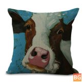 Cow Head Print Cotton Sofa Bed Decoration Pillow Case