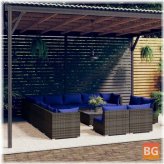 Lounge Set with Padded Rattan Cushions - Gray