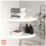 High Gloss White Floating Corner Shelves (2-Pack)