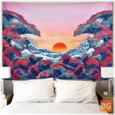 Ocean Wave Sunset Tapestry