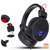 3.5mm Super Pass Gaming Headset with LED Colorful Breathing Lamp and Earphone