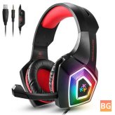 Hunterspider V1 Gaming Headset - Stereo Bass Game Headset with Mic Noise Cancelling LED Light