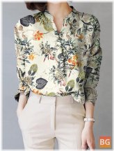 Long Sleeve Blouse with Allover Print