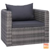 Garden Chair with Cushion and Pillow Fabric Gray