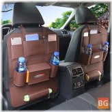 Leather Car Seat Back Storage Bag - Multi-Functional