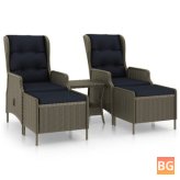 Garden Lounge Set with Cushions - Poly Rattan Brown