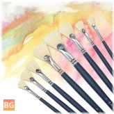 8Pcs Oil Painting Pen Set - Pig Hair Wooden Pen Holder Pen Set