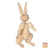 Wood Carving Miss Rabbit Figurines - Joints Puppets - Animal Art - Home Decoration - Crafts