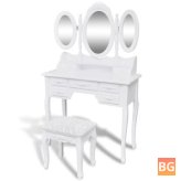 Dressing Table with Sofa and 3 Mirrors White