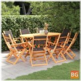 Black Outdoor Dining Set with Eucalyptus Wood and Textile Material