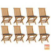 8-Piece Set of Garden Chairs with Anthracite Cushions