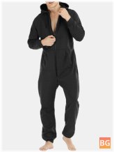 Zip-Up Hooded Pajamas with Men's Multi-Pockets