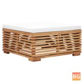 Garden Footrest with Cream Cushion and Wood