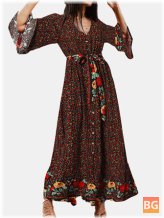 Floral Ruffle Maxi Dress with Bohemian Belt