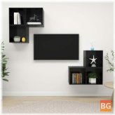 TV Cabinet Set - High Gloss Black