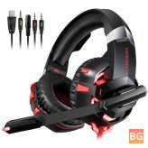 K2A Gaming Headset with LED Lights and Noise Cancelling Mic - Wired Stereo